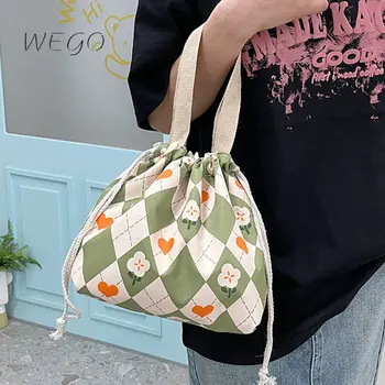 Новая сумка-мешок с минималистичным модным принтом из холста с цветами, модные сумки, милые сумки через плечо большой емкости