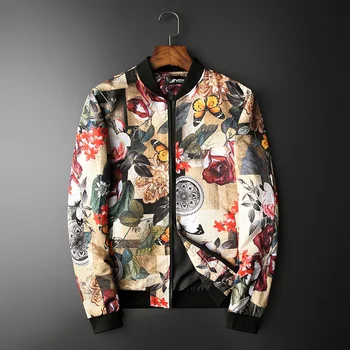 Размер M-5XL 2023, Весенне-осенний Новый бутик, мужская повседневная куртка с принтом в японском стиле и воротником-стойкой, тонкое мужское пальто
