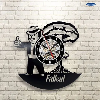 настенные часы Fallout Виниловые Настенные часы Художественный Подарок Современная Домашняя пластинка Винтажное украшение