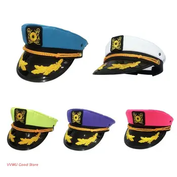 Винтажные военные шляпы морского адмирала, шкипера яхты, Шляпа моряка, темно-синяя шляпа, Вышитая Шляпа капитана для друзей