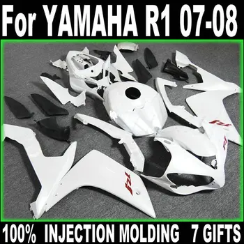 Подходит для Yamaha обтекатели для литья под давлением YZFR1 2007 2008 белый черный комплект мотоциклетных обтекателей YZFR1 07 08 BC05