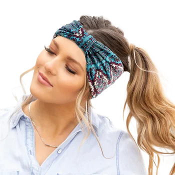 Повязки-бандо в стиле бохо, широкий шарф для волос с цветочным принтом, резинка для волос, тюрбан, повязка на голову, аксессуары для волос для женщин