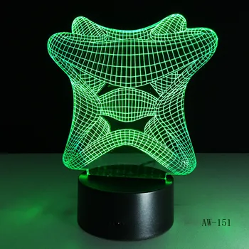 Новый 3D Абстрактный Дизайн Лампы Светодиодные Ночные Светильники с USB-Кабелем Освещение в качестве Украшения помещения 7 Цветов День Рождения DecoAW-151