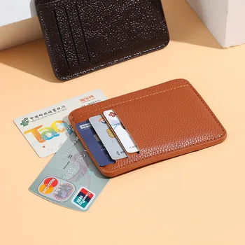 Новый маленький мини-ультратонкий держатель для туристических карт, держатель для кредитных карт, держатель для банковских карт, мужской и женский однотонный маленький держатель для карт