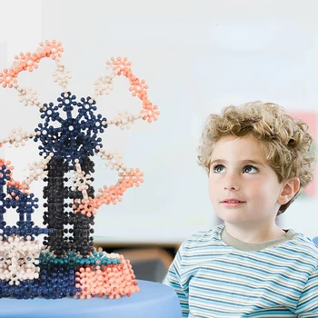Новые строительные блоки Plum Blossom, кирпичи, 3D строительные блоки в виде снежинок, развивающие игрушки для маленьких детей, игрушки-головоломки с блокировкой 