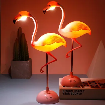 Светодиодный ночник Flamingo, сенсорная настольная лампа для чтения, детская Зарядка через USB, Декоративное освещение для гостиной, спальни.