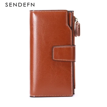 Женские кожаные кошельки SENDEFN, клатч с RFID блокировкой, держатель для карт, женская сумочка с карманом на молнии 5156