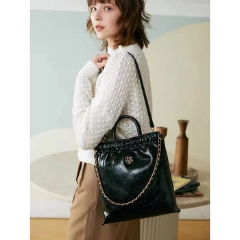 Женские сумки через плечо Lingge из воловьей кожи, женская роскошная дизайнерская сумка-тоут, женская дорожная сумка большой емкости