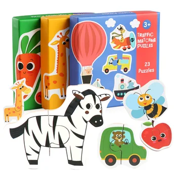 Детские пазлы с фруктами / овощами / животными / дорожным движением, развивающие познавательные игрушки и хобби для детей