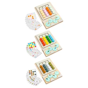Деревянная головоломка с горкой, игра с сортировкой цветов, игра на память с 12 карточками, развивающая игрушка для раннего подбора слайдов из четырех цветов для мальчиков и девочек