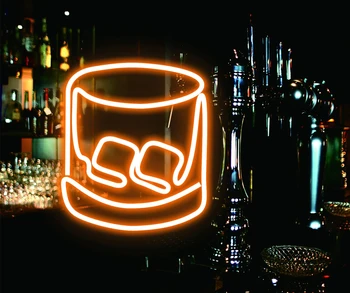 Неоновая Вывеска Виски с Питанием от USB для Декора Комнаты, Светодиодный Неоновый Свет С Регулируемой Яркостью Ночного Освещения для Бара Man Cave Wall Art