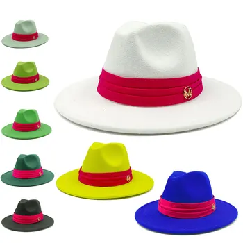 Белые Фетровые шляпы для женщин, мужские и женские Роскошные Модные шляпы, Панама, фетровая шляпа, Джазовая кепка С широкими полями, различные Летние шляпы оптом