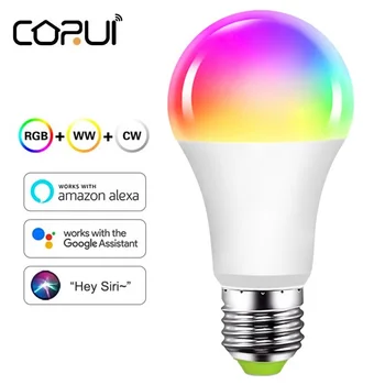 CORUI WiFi Умная лампочка E27 RGB LED Лампа Интеллектуальная затемняемая Теплая Белая Ночная лампа Google Home Alexa Голосовое управление