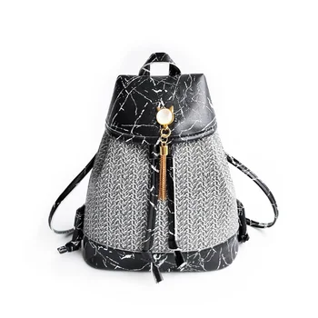 2023 Новые женские плетеные кисточки, трендовый рюкзак, Модная сшитая сумка, Индивидуальный соломенный рюкзак