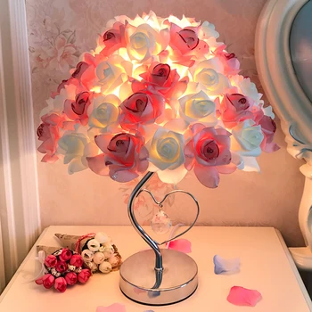 Европейская настольная лампа роза цветок LED ночник настольная лампа для дома Свадебная вечеринка декор