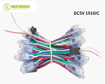 1000шт 12мм 1916IC Полноцветная Точка останова Непрерывно Светодиодный модуль Pixel DC 5V IP68 Водонепроницаемый RGB Цветной Цифровой светодиодный пиксельный свет