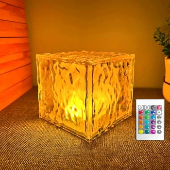3D ночник USB настольная лампа в форме кубика льда рассеянный свет детская комната игровая комната подарок перезаряжаемый сенсорный пульт дистанционного управления