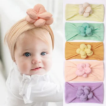 Новая стильная детская повязка на голову с бантиками для девочек-цветочниц, резинки для волос для маленьких девочек, детский тюрбан, повязка на голову для новорожденных, Аксессуары для детских волос
