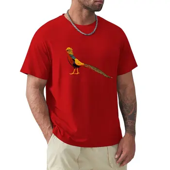 Футболка с портретом золотого фазана, забавные футболки, спортивная рубашка, мужские футболки с длинным рукавом
