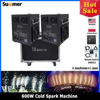 Отсутствие налога 2PCS 600W Холодная Искровая Машина С Flightcase DMX Remote Cold Fireworks Fountain Spark Stage Sparkular Machine Для Свадьбы
