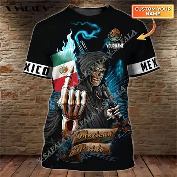 Персонализированные футболки с изображением имени ацтеков и черепа с 3D-принтом Mexican Pride из высококачественного молочного волокна