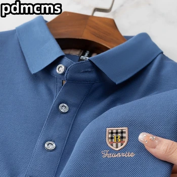 Новая мужская рубашка Поло 2023 High End Korea Luxury Brand С Лацканами, Вышитая Мужская футболка, Трендовая Модная Тонкая Дизайнерская Мужская Одежда