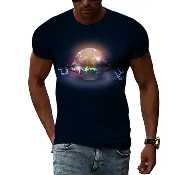 Модная спортивная летняя рубашка, футболка с трехмерным принтом 3d Planet, мужская уличная одежда с короткими рукавами и круглым вырезом.