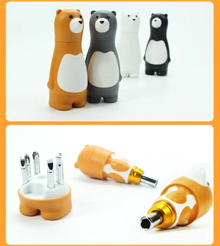 Многофункциональная Отвертка Подарочный Набор Для Творчества Bits Cartoon Bear Ручной Инструмент Для Ремонта 6 В 1 Мобильных Телефонов И Компьютеров Xiaomi