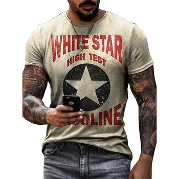 Новый винтажный мотоцикл футболки для мужчин 3D печатных байкер Винтаж модный тренд оверсайз с коротким рукавом байкерская футболка мужская рубашка 