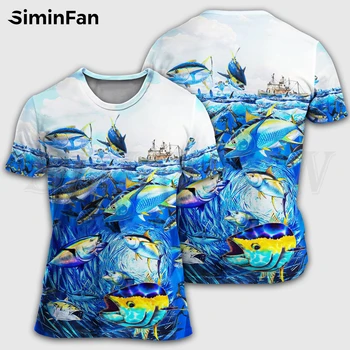 Коллекция Bass Fishing Fisherman Art Мужские футболки с 3D принтом Повседневная рубашка с коротким рукавом Летняя футболка Унисекс Harajuku Топ Женский A5