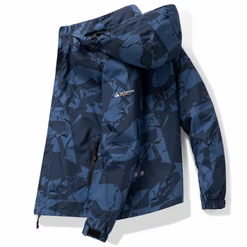 Демисезонное пальто Высококачественное повседневное пальто Мужское повседневное камуфляжное пальто Мужское модное камуфляжное пальто с капюшоном мужское ветрозащитное водонепроницаемое пальто