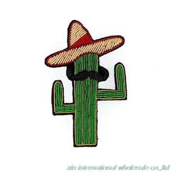 Соломенная шляпа cactus rozet Высококачественная лгбт металлическая шелковая вышивка ручной работы значки Одежда шляпа сумка значок
