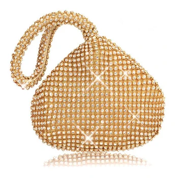 Женская Вечерняя Сумочка В форме мешочка, Золотая Серебряная мини-сумочка с кристаллами и стразами, женская Свадебная сумка для вечеринки, сумка для запястья