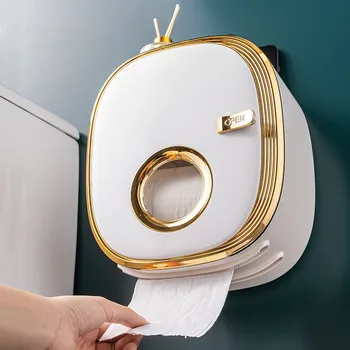 Держатель контейнера для туалетной бумаги Коробка для салфеток Настенный Органайзер для ванной Комнаты Аксессуары Выдвижной ящик для рулонной бумаги Полка Роскошный Ящик для хранения