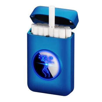 Портсигар 2 В 1, Надувная газовая USB-зажигалка, вмещающая 20 штук, Карманная коробка для хранения сигарет, Ветрозащитная Перезаряжаемая Катушечная зажигалка
