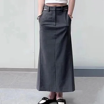Популярный стиль бренда P с отличным кроем, 23 Новые Простые юбки с высокой талией и разрезом на спине, прямая юбка-бочонок