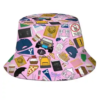 Пиктограммы с веерным рисунком По всей розовой упаковке с принтом Унисекс Рыбацкие шляпы-ведерки с рисунком Гилмора Gilmore Christmas Для