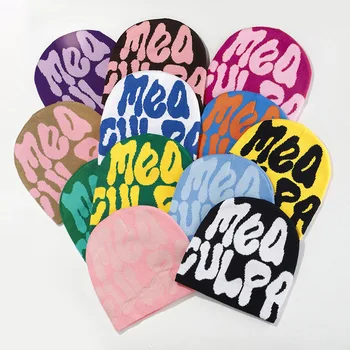 25 цветов готический вязаная шапка письмо жаккардовые Шапочка высокое качество Y2K женщин мужчин панк хип-хоп шляпа дизайн аксессуаров