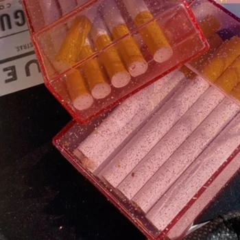 Блестящая прозрачная коробка для сигарет с откидной крышкой Пластиковая сигарета для футляра Губная помада Зажигалки Карман для хранения Прямая доставка