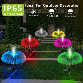 Солнечные медузообразные фонари, двухслойное наружное освещение, лампа для газонной дорожки, Садовый ландшафтный светильник, меняющий 7 цветов, украшение двора