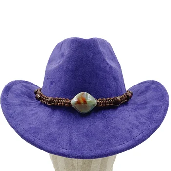 Фиолетовая ковбойская шляпа, новые аксессуары для ковбойских шляп, Ковбойская шляпа из замшевого материала, новая мужская и женская уличная шляпа, рыцарская шляпа