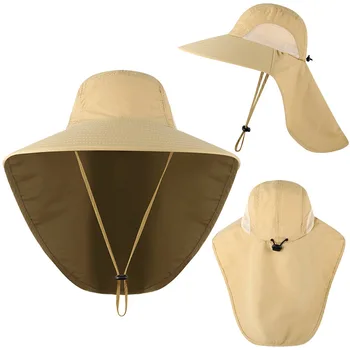 Широкополая шляпа-ведро с горловиной, Быстросохнущая рыболовная шляпа с большими полями, Спортивная шляпа для походов в джунглях, мужская шляпа от солнца для рыбаков, кепка