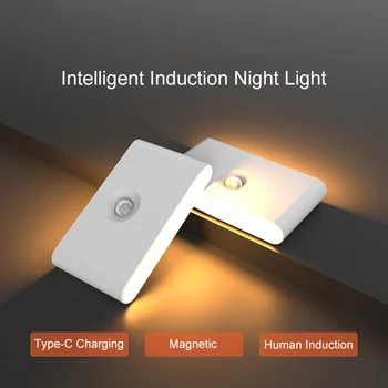 Xiaomi Intelligent Induction Night Light Светодиодная индукционная лампа для человеческого тела, настенный светильник, спальня, коридор, шкаф, Магнитный ночник