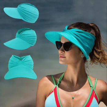 2023 Новая женская пляжная шляпа, летние солнцезащитные шляпы с большим козырьком, Эластичная спортивная бейсболка с полым верхом и защитой от ультрафиолета, быстросохнущая