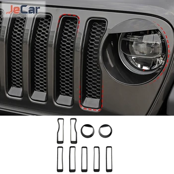 Отделка фонаря переднего света автомобиля JeCar, Рамка для украшения решетки радиатора, Внешние Аксессуары для Jeep Wrangler JL Gladiator JT 2018 up