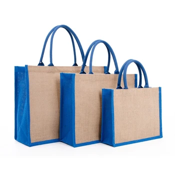 Женская сумка-тоут из джутовой мешковины, большие многоразовые продуктовые сумки для покупок с ручками
