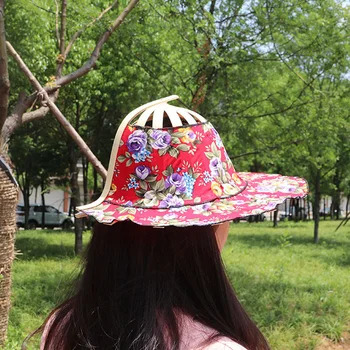 Бамбуковый складной ручной вентилятор, солнцезащитная шляпа, регулируемая шляпа для ручного складного вентилятора Для путешествий, уличная одежда, удобная и стильная вещь