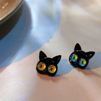 Уникальные Корейские милые асимметричные серьги-гвоздики с кошками для женщин, серьги-гвоздики с животными, модные украшения для вечеринок, подарки