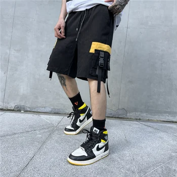 2023 Летние Свободные прямые шорты-карго в стиле хип-хоп, мужские повседневные спортивные короткие брюки-бермуды Masculina