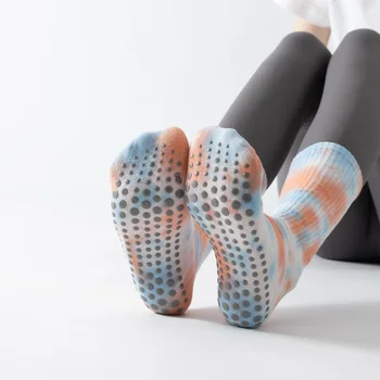 Женские носки для йоги для пилатеса, носки для йоги с красителем, спортивные носки для йоги, противоскользящие носки для пилатеса